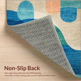 Ultra Soft Area Rug, Non Slip, Stain Resistant, Washable Area Rugs for Living Room, Bedroom, Oceanic Surfboard Pattern Rug with Playful Curves and Modern Beach Vibes(Blue)