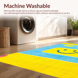 Ultra Soft Area Rug, Non Slip, Stain Resistant, Washable Area Rugs for Living Room, Bedroom, Charming Happy Face Interactive Design(Blue)