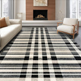 Ultra Soft Area Rug, Non Slip, Stain Resistant, Washable Area Rugs for Living Room, Bedroom, Urban Chic Rug Featuring Graphic Stripe Harmony and Monochrome Dash Artwork(Black)
