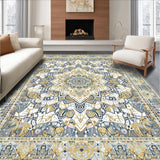 Ultra Soft Area Rug, Non Slip, Stain Resistant, Washable Area Rugs for Living Room, Bedroom, Vibrant Abstract Diamond Arrangement(Gold)