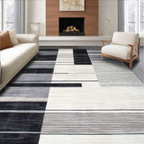 Ultra Soft Area Rug, Non Slip, Stain Resistant, Washable Area Rugs for Living Room, Bedroom, Contemporary Artful Linear Design(Gray)