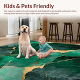 Ultra Soft Area Rug, Non Slip, Stain Resistant, Washable Area Rugs for Living Room, Bedroom, Modern Opulent Marble Aesthetic(Green)
