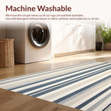 Ultra Soft Area Rug, Non Slip, Stain Resistant, Washable Area Rugs for Living Room, Bedroom, Beige Abstract Striped Ultra Grey Blue(Gray)