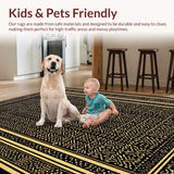 Ultra Soft Area Rug, Non Slip, Stain Resistant, Washable Area Rugs for Living Room, Bedroom, Sophisticated Curvilinear Patterns in Gold(Gold)