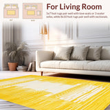 Ultra Soft Area Rug, Non Slip, Stain Resistant, Washable Area Rugs for Living Room, Bedroom, Contemporary Soft Beige Contrast(Yellow)