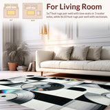 Ultra Soft Area Rug, Non Slip, Stain Resistant, Washable Area Rugs for Living Room, Bedroom, Stylish Modern Disc Aesthetic(Black)
