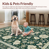 Ultra Soft Area Rug, Non Slip, Stain Resistant, Washable Area Rugs for Living Room, Bedroom, Elegant Summer Foliage Patterns(Green)