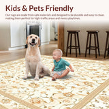 Ultra Soft Area Rug, Non Slip, Stain Resistant, Washable Area Rugs for Living Room, Bedroom, Elegant Woven Floral Area With Off White And Earthy Tones(Beige)