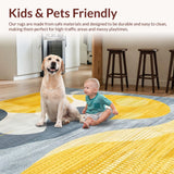 Ultra Soft Area Rug, Non Slip, Stain Resistant, Washable Area Rugs for Living Room, Bedroom, Contemporary Vibrant Patterned Surface(Yellow)