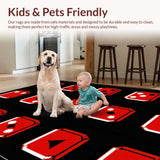Ultra Soft Area Rug, Non Slip, Stain Resistant, Washable Area Rugs for Living Room, Bedroom, Dynamic Tiled Pattern in Black(Red)