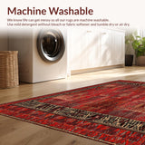 Ultra Soft Area Rug, Non Slip, Stain Resistant, Washable Area Rugs for Living Room, Bedroom, Rustic Abstract Hall Runner(Red)