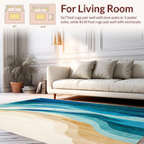 Ultra Soft Area Rug, Non Slip, Stain Resistant, Washable Area Rugs for Living Room, Bedroom, Chromatic Ocean Wave Area Dynamic Abstract Flow in Blue and Sandy Beige(Blue)