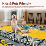 Ultra Soft Area Rug, Non Slip, Stain Resistant, Washable Area Rugs for Living Room, Bedroom, Non-Slip Grey Yellow Kitchen Area Rug(Yellow)