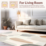 Ultra Soft Area Rug, Non Slip, Stain Resistant, Washable Area Rugs for Living Room, Bedroom, Abstract Brushstroke Design in Blended Beige and Grey(Beige)