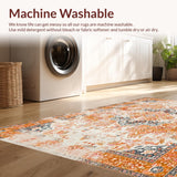 Ultra Soft Area Rug, Non Slip, Stain Resistant, Washable Area Rugs for Living Room, Bedroom, Cozy Pastel Ogee Arrangement(Orange)
