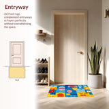 Ultra Soft Area Rug, Non Slip, Stain Resistant, Washable Area Rugs for Living Room, Bedroom, Ocean Buddies Learning Rug: Number & Shape Kids Play Carpet(Blue)