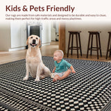 Ultra Soft Area Rug, Non Slip, Stain Resistant, Washable Area Rugs for Living Room, Bedroom, Sleek Minimalist Ogee Style(Black)