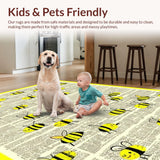 Ultra Soft Area Rug, Non Slip, Stain Resistant, Washable Area Rugs for Living Room, Bedroom, Nostalgic Beige Newspaper Print(Black)
