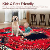 Ultra Soft Area Rug, Non Slip, Stain Resistant, Washable Area Rugs for Living Room, Bedroom, Nature-Inspired Sika Deer Faux Hide Carpet(Red)