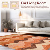 Ultra Soft Area Rug, Non Slip, Stain Resistant, Washable Area Rugs for Living Room, Bedroom, Contemporary Warm Color Palette(Brown)