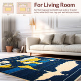Ultra Soft Area Rug, Non Slip, Stain Resistant, Washable Area Rugs for Living Room, Bedroom, Chic Earth Design Playroom Non-Slip Rug(Blue)
