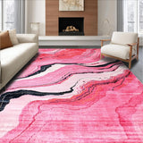 Ultra Soft Area Rug, Non Slip, Stain Resistant, Washable Area Rugs for Living Room, Bedroom, Luxurious Abstract Expressionist Motif(Pink)