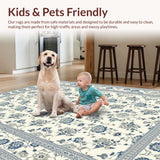 Ultra Soft Area Rug, Non Slip, Stain Resistant, Washable Area Rugs for Living Room, Bedroom, Rustic Botanical Illustrative Style(Ivory)