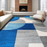 Ultra Soft Area Rug, Non Slip, Stain Resistant, Washable Area Rugs for Living Room, Bedroom, Contemporary Grey and Teal Easy Care Rug for Minimalist Homes(Blue)