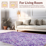 Ultra Soft Area Rug, Non Slip, Stain Resistant, Washable Area Rugs for Living Room, Bedroom, Tranquil Floral Ethereal Vibe(Purple)
