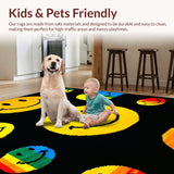 Ultra Soft Area Rug, Non Slip, Stain Resistant, Washable Area Rugs for Living Room, Bedroom, Charming Educational Playful Motif(Yellow)