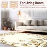 Ultra Soft Area Rug, Non Slip, Stain Resistant, Washable Area Rugs for Living Room, Bedroom, Elegant Beige Floral Runner Serene Hallway & Kitchen(Beige)