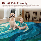 Ultra Soft Area Rug, Non Slip, Stain Resistant, Washable Area Rugs for Living Room, Bedroom, Ocean Wave Surfboard Rug Azure Waters & Coastal Charm Unique Carpet(Blue)
