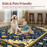 Ultra Soft Area Rug, Non Slip, Stain Resistant, Washable Area Rugs for Living Room, Bedroom, Vintage Beige(Blue)