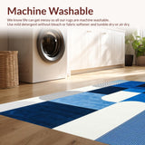 Ultra Soft Area Rug, Non Slip, Stain Resistant, Washable Area Rugs for Living Room, Bedroom, Elegant White Fuzzy Accents(Blue)