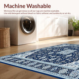Ultra Soft Area Rug, Non Slip, Stain Resistant, Washable Area Rugs for Living Room, Bedroom, Oriental Floral Design Area(Blue)