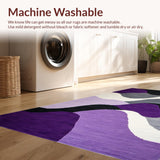 Ultra Soft Area Rug, Non Slip, Stain Resistant, Washable Area Rugs for Living Room, Bedroom, Abstract Purple Grey Swirl Motif(Purple)