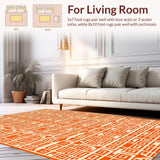 Ultra Soft Area Rug, Non Slip, Stain Resistant, Washable Area Rugs for Living Room, Bedroom, Chic Retro Lattice Design(Orange)