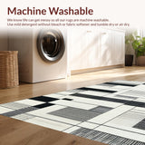 Ultra Soft Area Rug, Non Slip, Stain Resistant, Washable Area Rugs for Living Room, Bedroom, Reversible Black and White Striped Rug for Outdoor Entrance Decor(Gray)