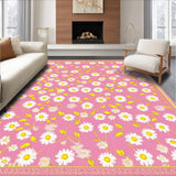 Ultra Soft Area Rug, Non Slip, Stain Resistant, Washable Area Rugs for Living Room, Bedroom, Rustic Earthy Blossom Touch(Pink)