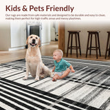 Ultra Soft Area Rug, Non Slip, Stain Resistant, Washable Area Rugs for Living Room, Bedroom, Classic Dual Tone Zebra Inspired Geometric Entryway Decoration(Black)