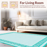 Ultra Soft Area Rug, Non Slip, Stain Resistant, Washable Area Rugs for Living Room, Bedroom, Refreshing Coastal Trellis Layout(White)