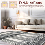 Ultra Soft Area Rug, Non Slip, Stain Resistant, Washable Area Rugs for Living Room, Bedroom, Elegant Large Area Rug with Bold Striped Pattern Design(Black)