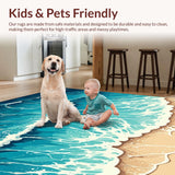 Ultra Soft Area Rug, Non Slip, Stain Resistant, Washable Area Rugs for Living Room, Bedroom, Summer Seaside Aesthetic Bedroom Non-Slip Area Rug(Blue)