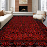 Ultra Soft Area Rug, Non Slip, Stain Resistant, Washable Area Rugs for Living Room, Bedroom, Vibrant Floral Medallion Embellishment(Red)