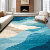 Ultra Soft Area Rug, Non Slip, Stain Resistant, Washable Area Rugs for Living Room, Bedroom, Tranquil Oasis Scatter Abstract Ocean Wave Area(Blue)