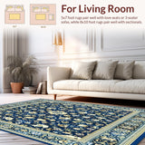 Ultra Soft Area Rug, Non Slip, Stain Resistant, Washable Area Rugs for Living Room, Bedroom, Exquisite Blue/Beige Area(Blue)