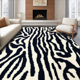 Ultra Soft Area Rug, Non Slip, Stain Resistant, Washable Area Rugs for Living Room, Bedroom, Boho Zebra Print Black and White Laundry Rug(Black)