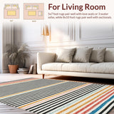 Ultra Soft Area Rug, Non Slip, Stain Resistant, Washable Area Rugs for Living Room, Bedroom, Black and White Striped Machine Washable(Black)