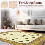 Ultra Soft Area Rug, Non Slip, Stain Resistant, Washable Area Rugs for Living Room, Bedroom, Vintage Boho Tan Area(Beige)