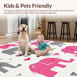 Ultra Soft Area Rug, Non Slip, Stain Resistant, Washable Area Rugs for Living Room, Bedroom, Soft Gray Pastel Animal Print(Pink)